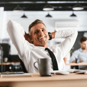 man relaxing after buying fully managed upgrade